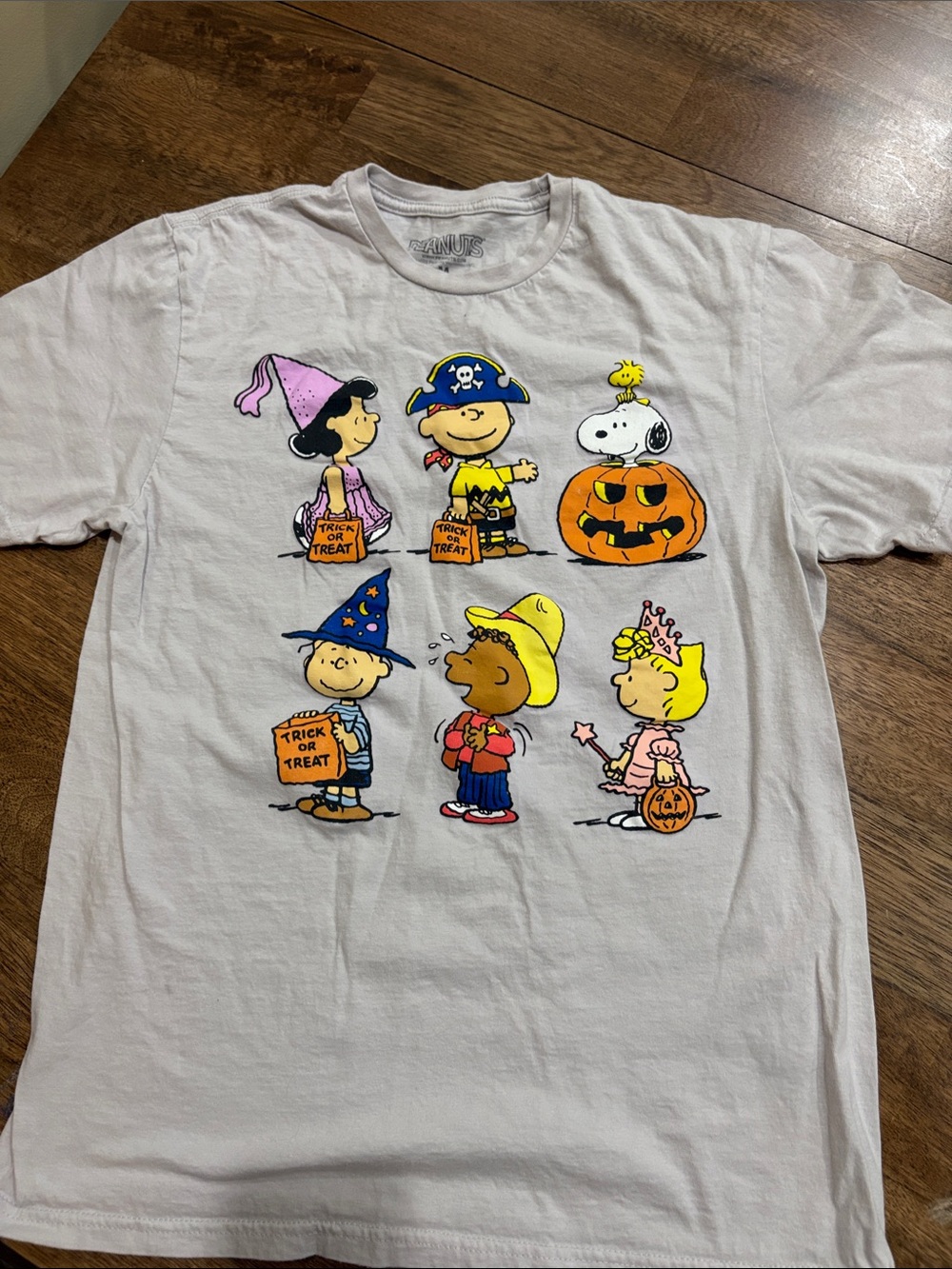 Peanuts Womens T-Shirt Grey Snoopy Halloween Pumpkin Medium